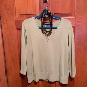 Avocado green sweater, matching necklace and bracelet